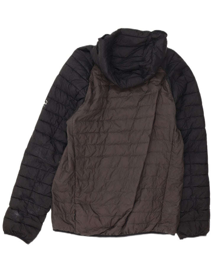 Męska ocieplana kurtka z kapturem Jack Wolfskin UK 40, duża, szara, z blokami kolorów