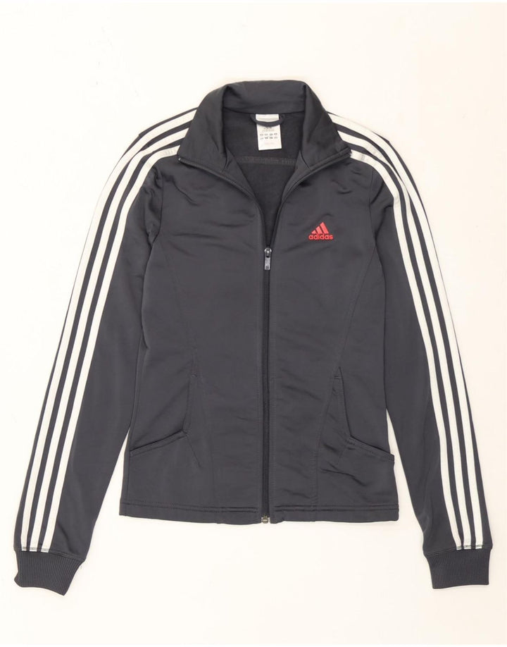 Damska kurtka dresowa Adidas o regularnym kroju, UK 8, mała, szara, poliester