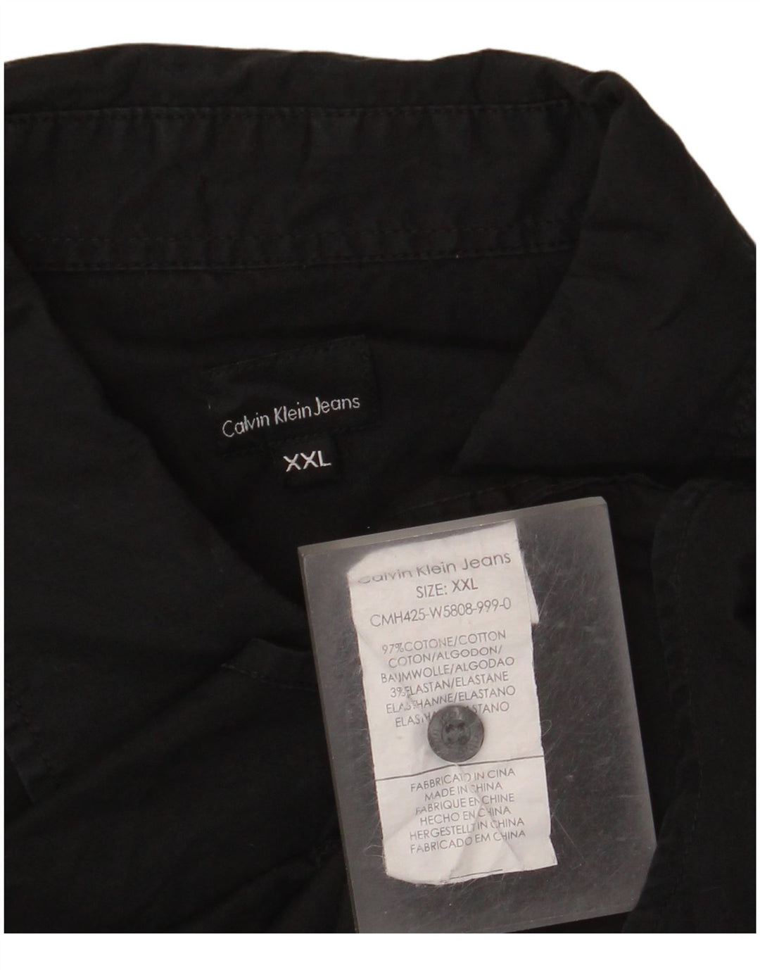 Męska koszula z krótkim rękawem CALVIN KLEIN JEANS 2XL, czarna, bawełniana