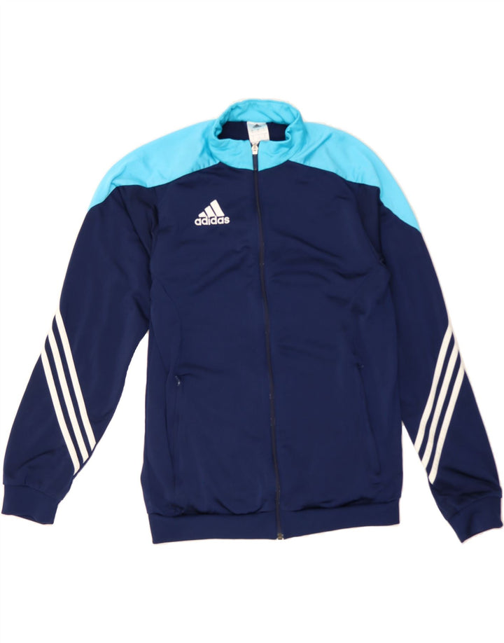 ADIDAS Mens Tracksuit Top Jacket Small Navy Blue Colourblock Polyester Vintage Adidas and Second-Hand Adidas from Messina Hembry 