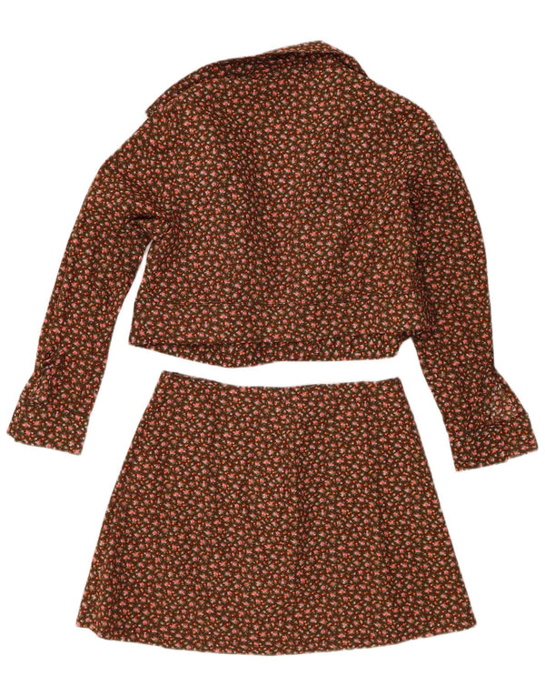 Vintage Womens 2 Piece Skirt Set Medium W28 Brown Floral