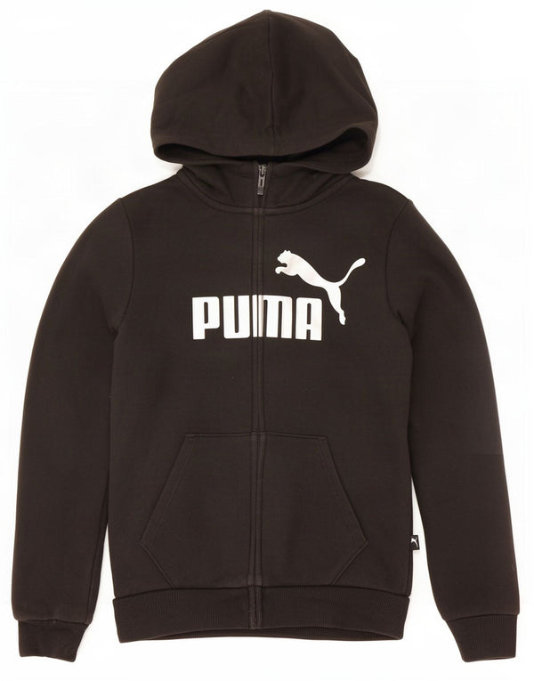 Dziewczęcy sweter Puma z grafiką i zamkiem błyskawicznym, 11-12 lat, czarna bawełna