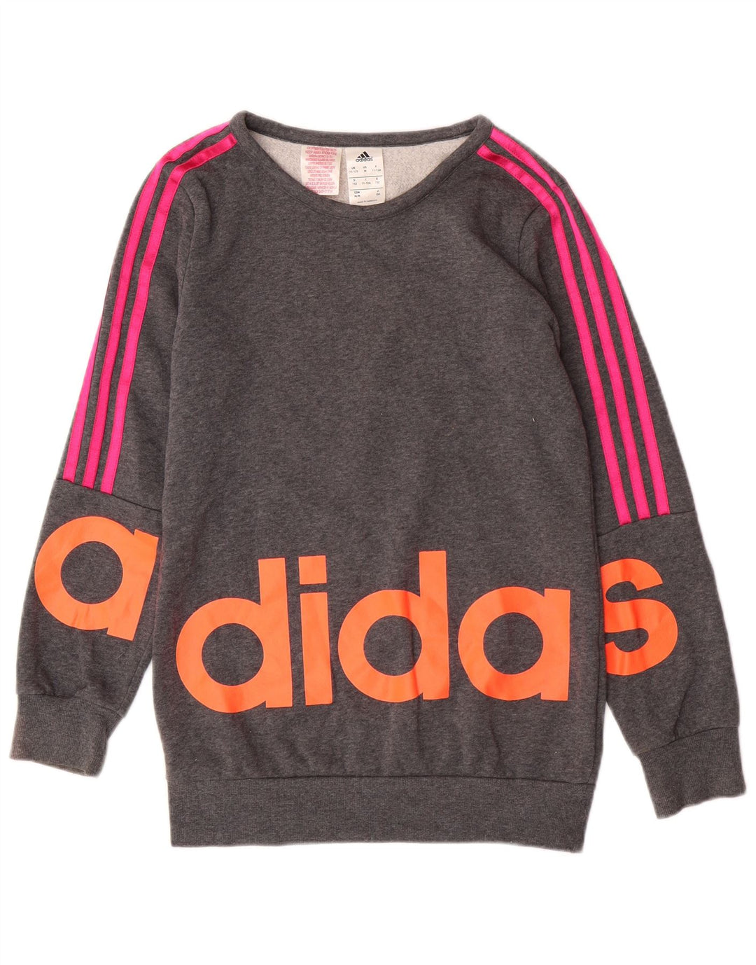 Bluza dziewczęca ADIDAS z grafiką, 11-12 lat, szara bawełna