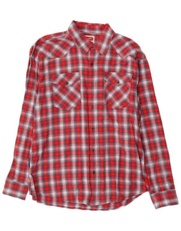 Męska koszula flanelowa Wrangler XL w czerwoną kratę, bawełniana