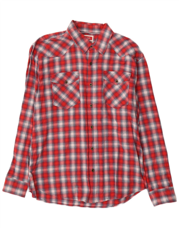 Męska koszula flanelowa Wrangler XL w czerwoną kratę, bawełniana
