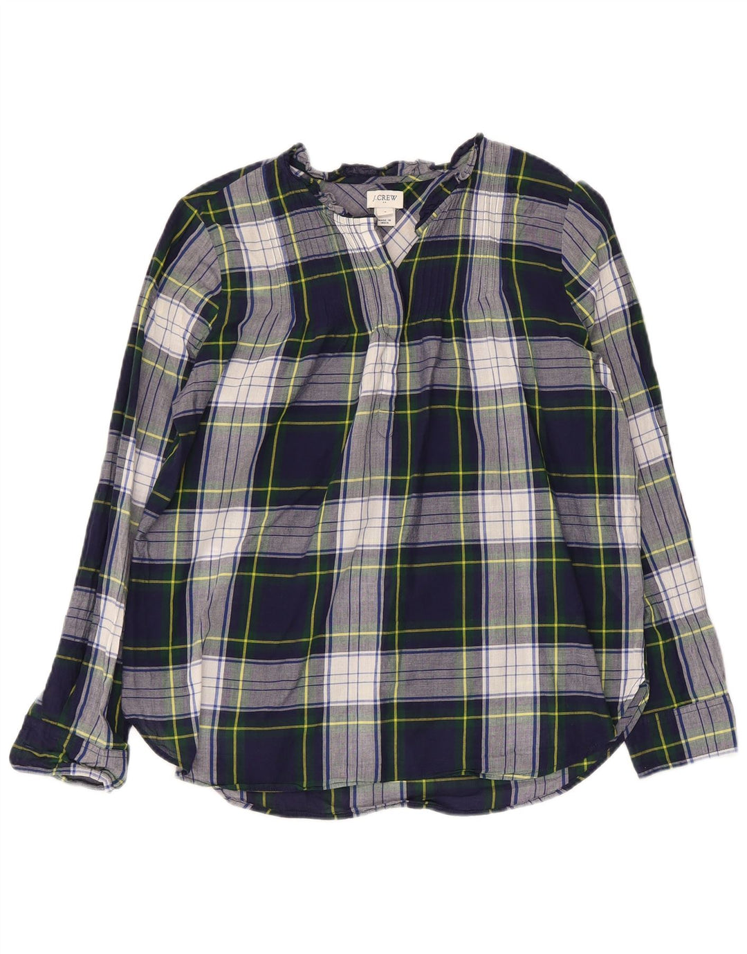 Damska bluzka koszulowa J. CREW US 4, mała, granatowa, bawełniana w kratkę