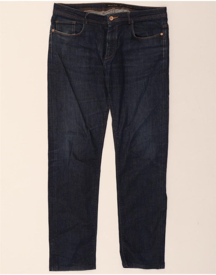MASSIMO DUTTI Mens Straight Jeans EU 44 Large W34 L29 Navy Blue Vintage Massimo Dutti and Second-Hand Massimo Dutti from Messina Hembry 