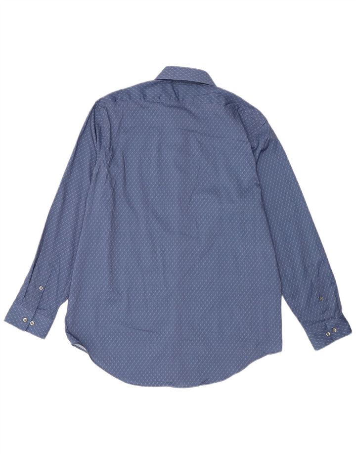 Męska koszula o dopasowanym kroju Calvin Klein, rozmiar 16 1/2, duży niebieski geometryczny poliester