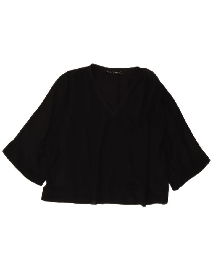 Damska bluzka oversize z rękawem 3/4 Zara, UK 6 XS, czarny poliester