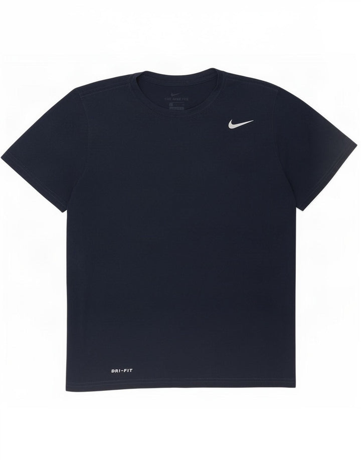 Męski T-shirt Nike Dri Fit, mały, granatowy, poliestrowy