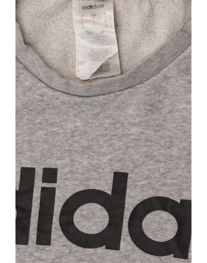 Adidas Męska bluza z grafiką, mała, szara, bawełniana