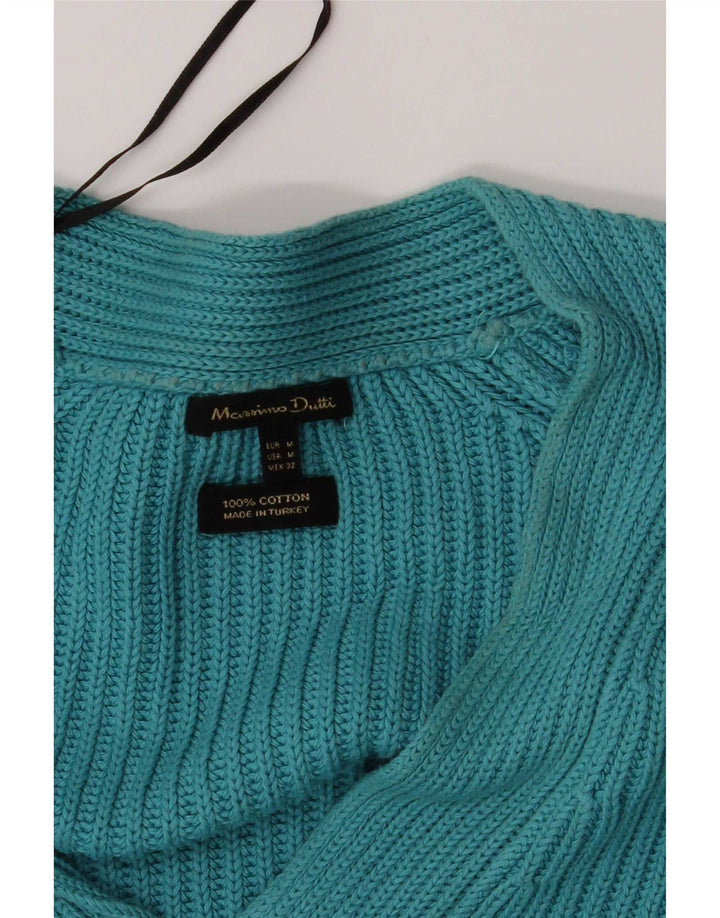 Damski sweter oversize Massimo Dutti z dekoltem w kształcie litery V, UK 14, średni niebieski