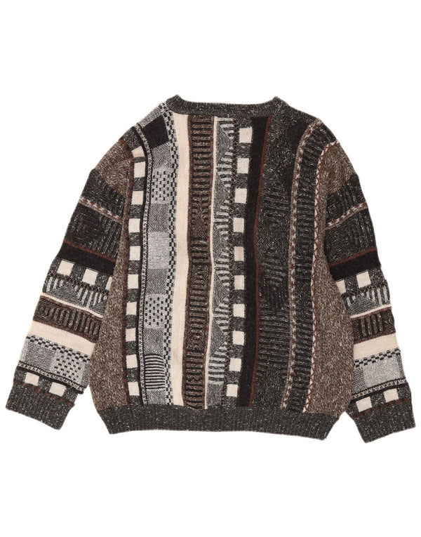 Męski sweter z okrągłym dekoltem VINTAGE UK 44 XL w wielokolorowe paski