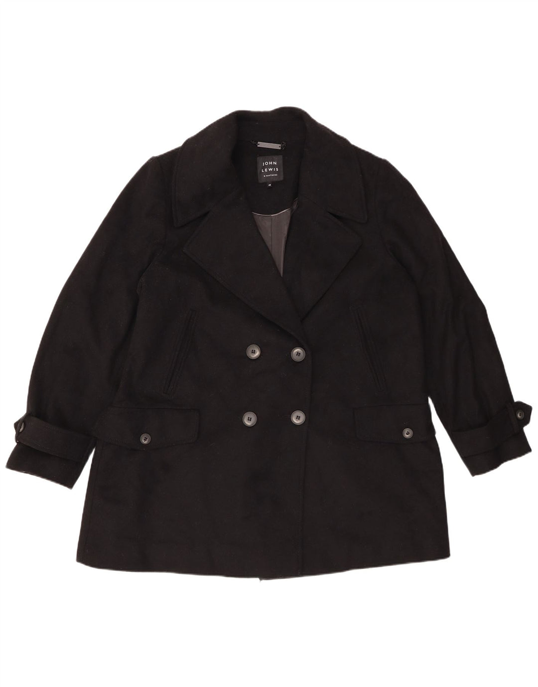 Damski płaszcz oversize John Lewis w kolorze grochu UK 18 XL, czarna wełna