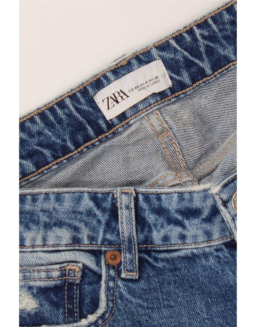 Damskie jeansy Zara w trudnej sytuacji EU 40 Medium W30 L27 Niebieskie