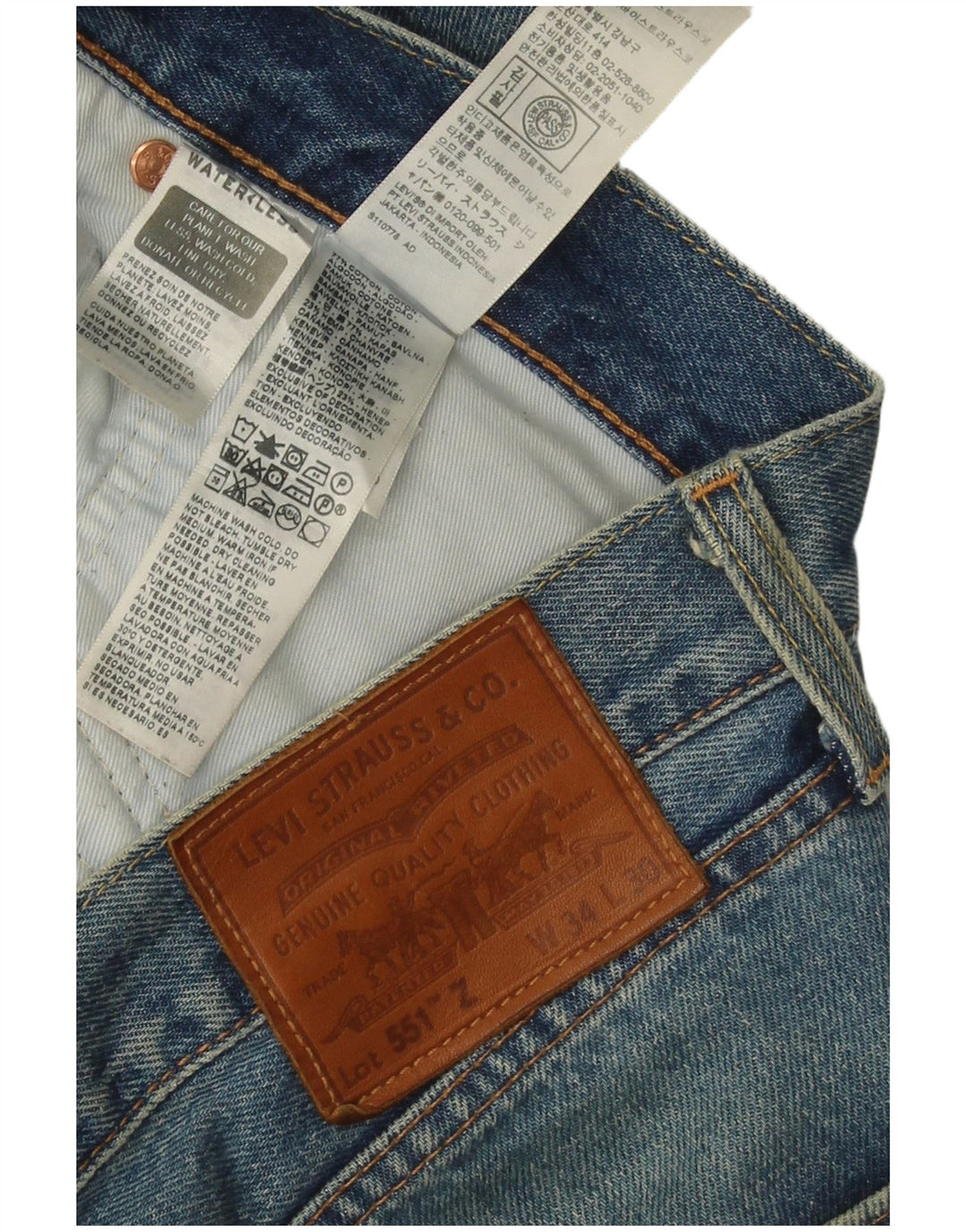 Męskie jeansy Levi's 551 Straight W34 L30 Niebieskie bawełniane