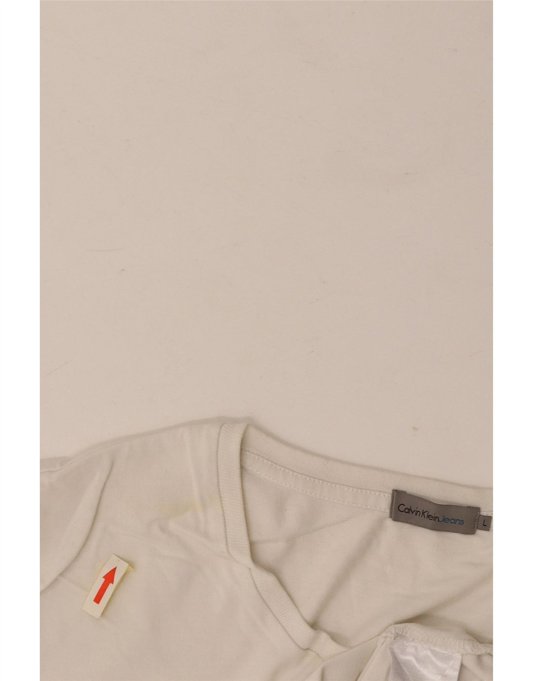 CALVIN KLEIN JEANS Męski T-shirt z grafiką, duży, biały, bawełniany