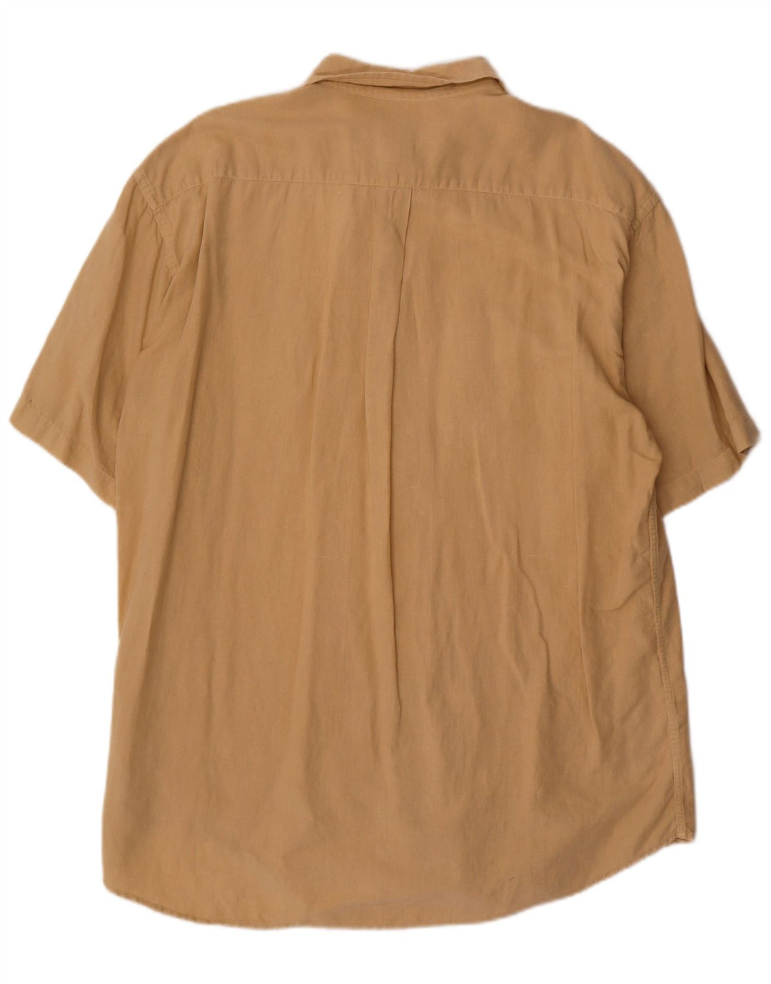 Vintage męska koszula z krótkim rękawem 2XL beżowa lniana
