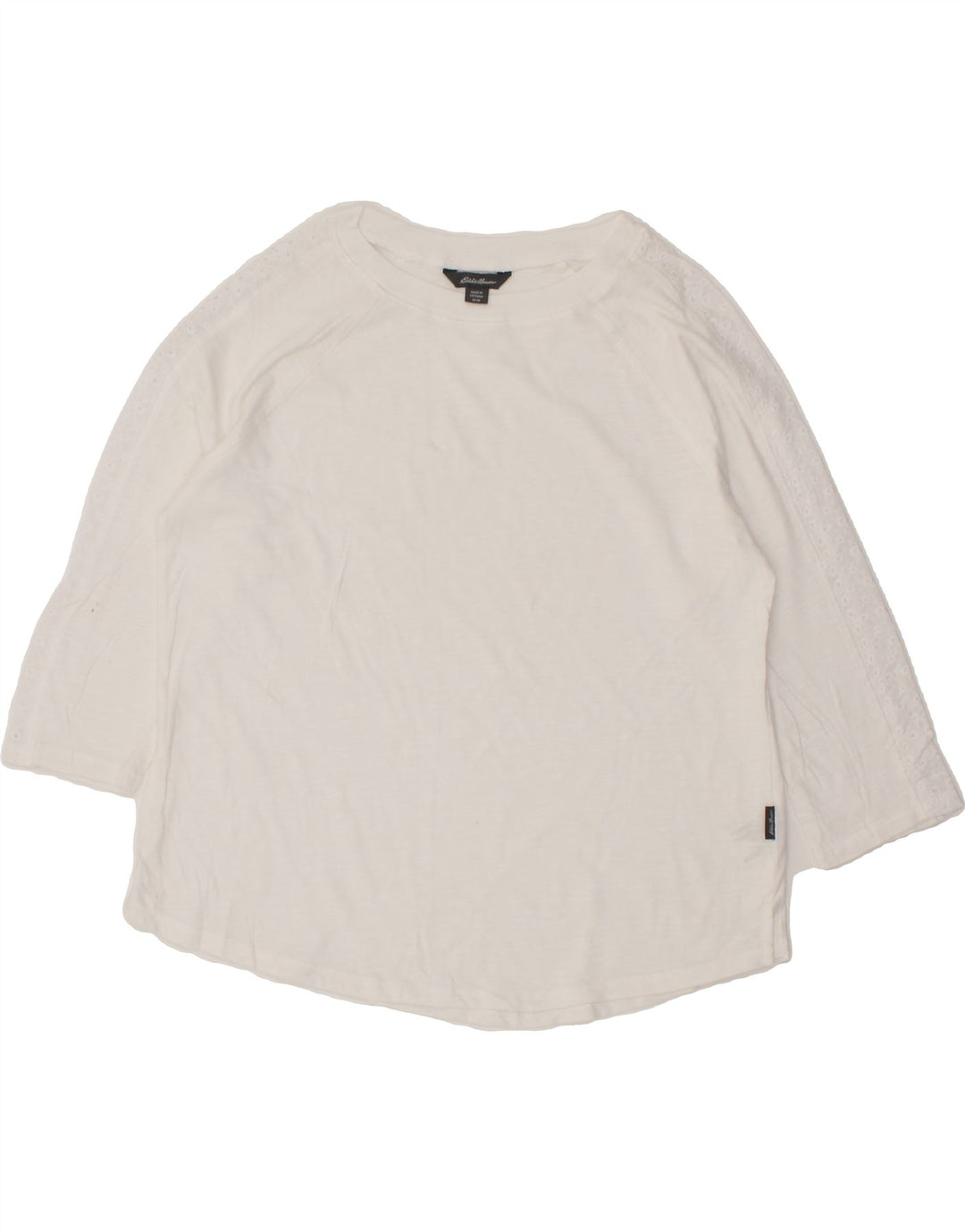EDDIE BAUER Womens Top 3/4 Sleeve UK 12 Medium White Cotton Vintage Eddie Bauer and Second-Hand Eddie Bauer from Messina Hembry 