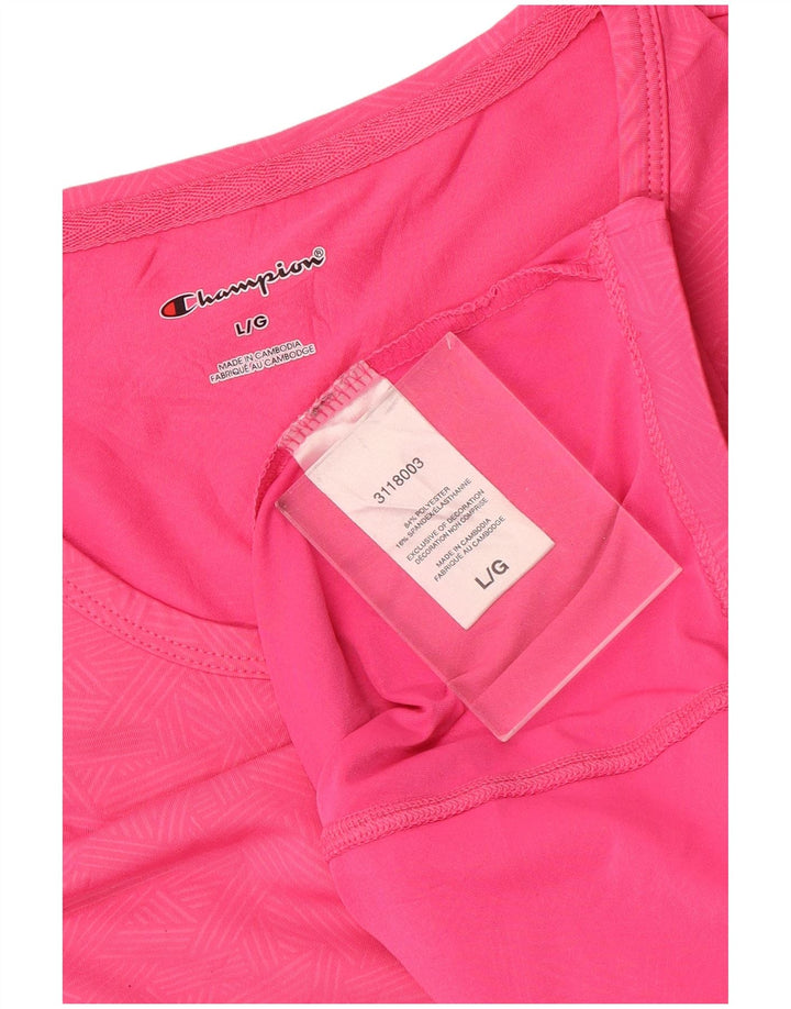 Koszulka damska Champion Top UK 16, duża, różowa, geometryczna, poliestrowa, sportowa