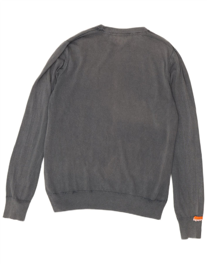 SUPERDRY Męski sweter z okrągłym dekoltem, 2XL, szara bawełna