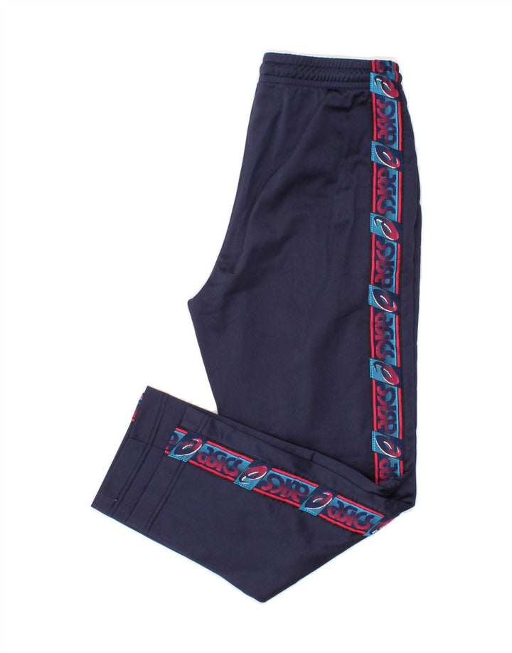 ASICS Mens Graphic Tracksuit Trousers IT 46 Small Navy Blue Polyamide Vintage Asics and Second-Hand Asics from Messina Hembry 