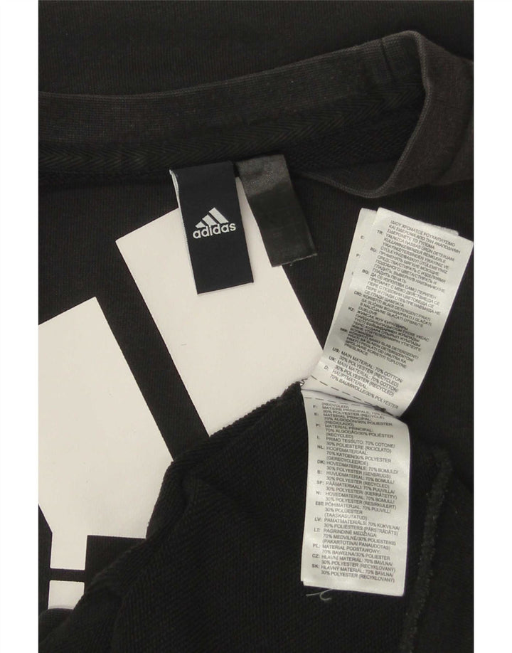 Adidas Męska bluza z grafiką, mała, czarna, bawełniana