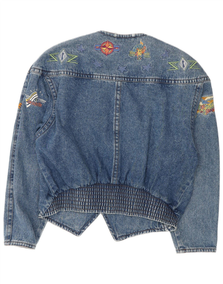 Damska kurtka dżinsowa Bogner Graphic Crop UK 14 Medium Blue 90s