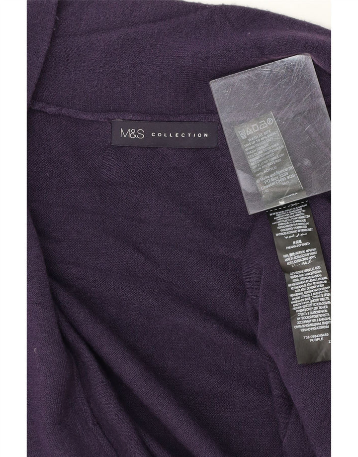 MARKS & SPENCER Womens Open Cardigan Sweater UK 14 Medium Purple Acrylic Vintage Marks & Spencer and Second-Hand Marks & Spencer from Messina Hembry 