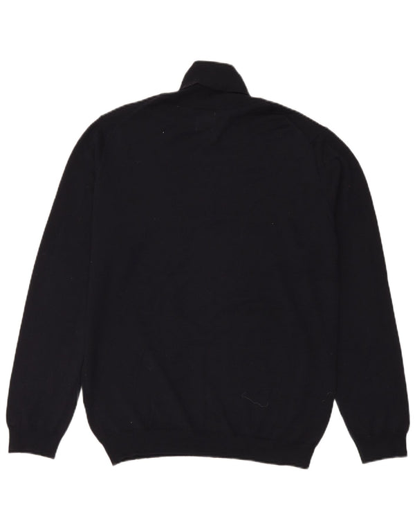 Zara Mens Roll Neck Jumper Sweater Medium Navy Blue Acrylic