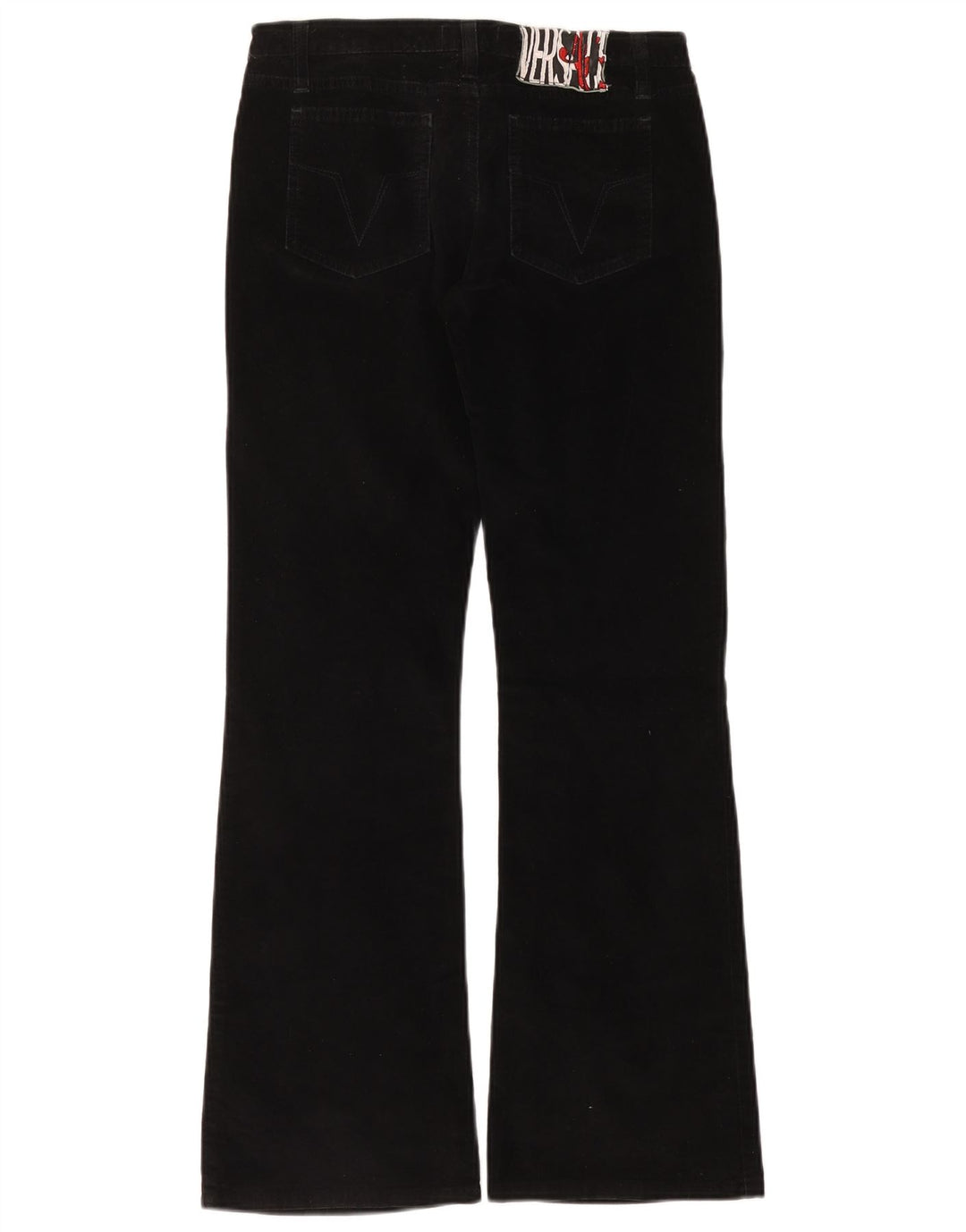 Damskie sztruksowe spodnie Versace Flare W28 L30 Czarne