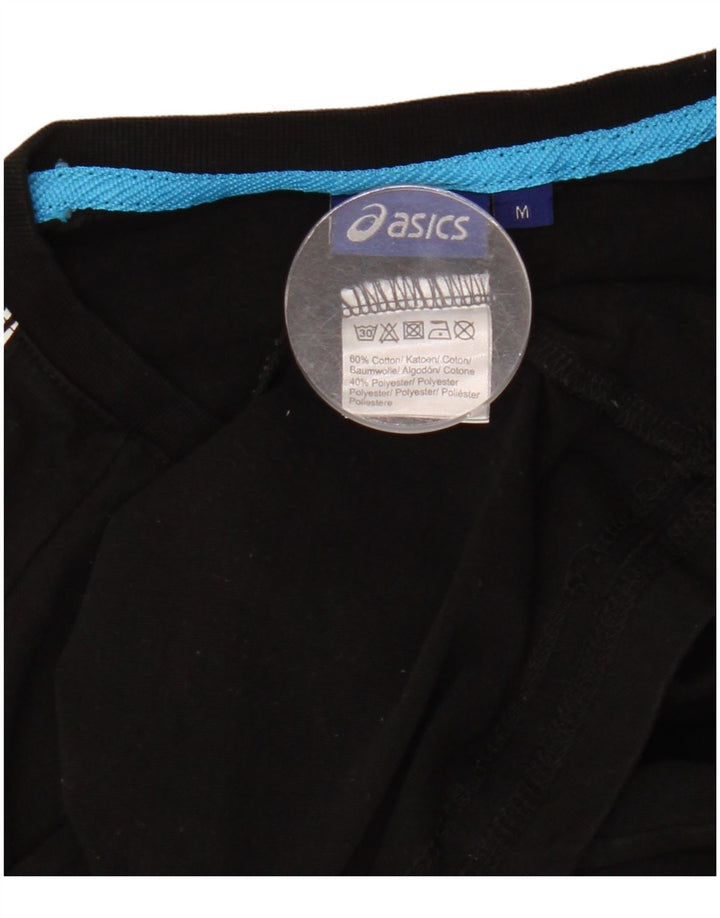 Męska koszulka z grafiką ASICS, średnia czarna bawełniana