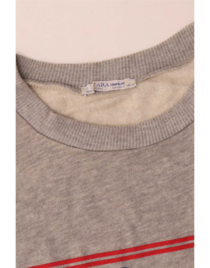 Damska bluza oversize Zara z grafiką UK 10, mała, szara, nakrapiana