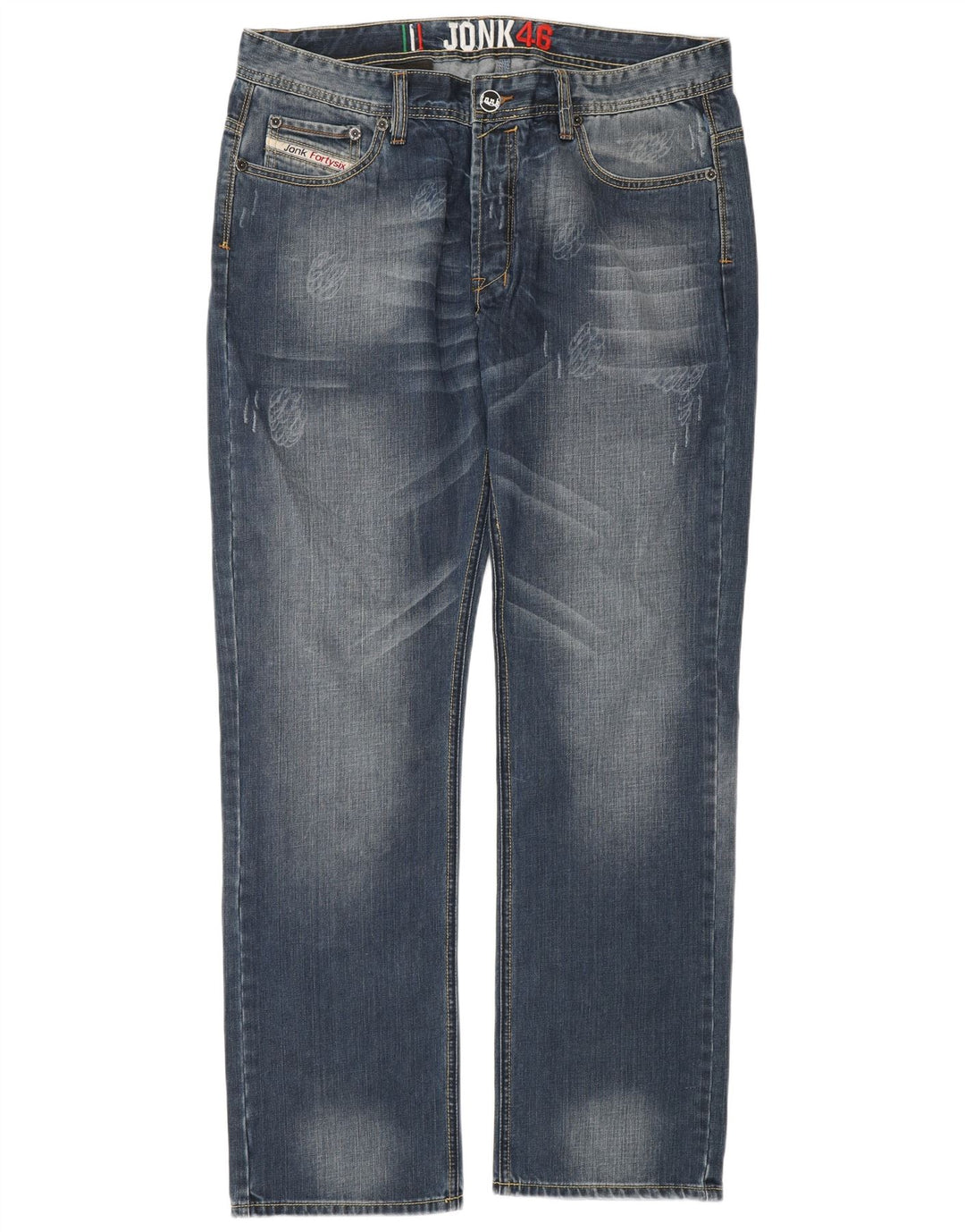 Vintage męskie dżinsy w trudnej sytuacji, proste IT 54 2XL W36 L34 niebieska bawełna