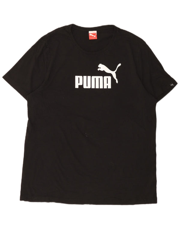 Męski T-shirt z grafiką PUMA, top XL, czarna bawełna