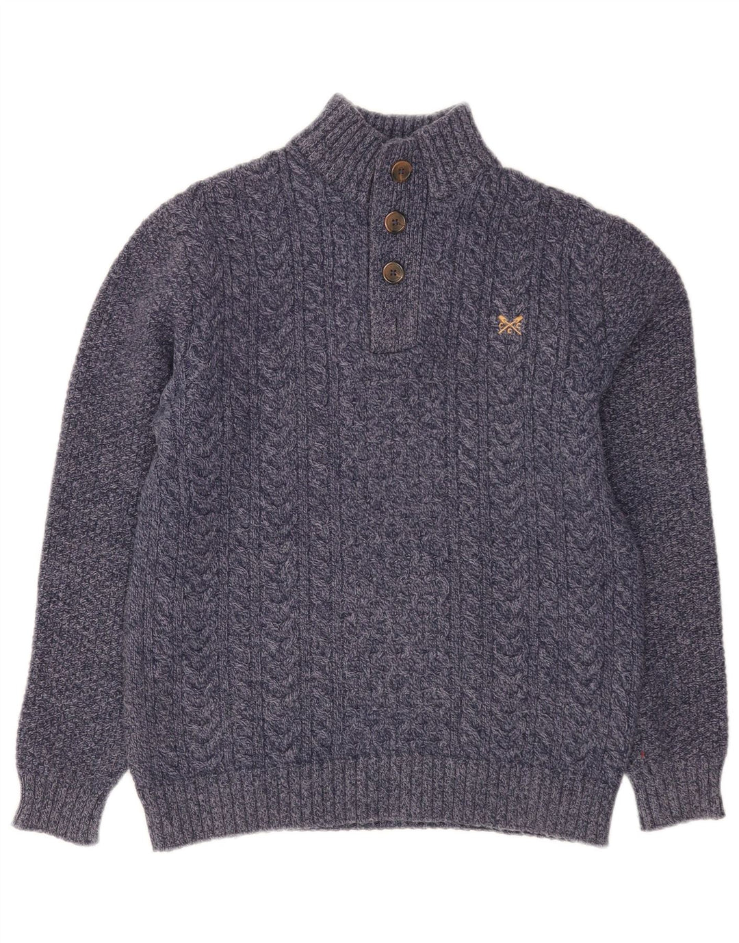 Crew Clothing Męski sweter zapinany na guziki, mały, granatowy, nakrapiany