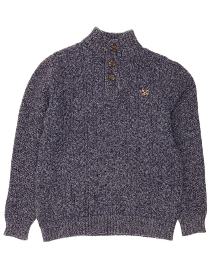 Crew Clothing Męski sweter zapinany na guziki, mały, granatowy, nakrapiany