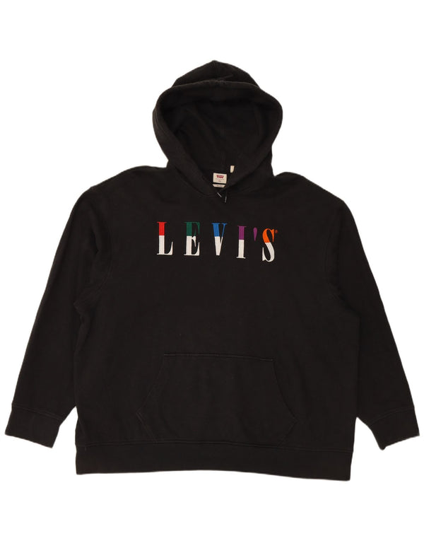 LEVI'S Męski sweter z kapturem i grafiką, 2XL, czarny, bawełniany