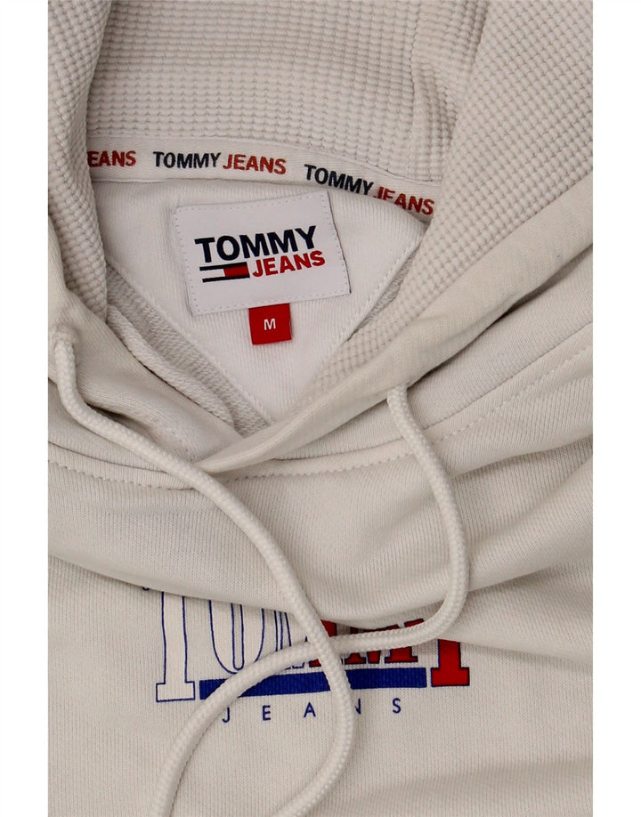 TOMMY HILFIGER Mens Graphic Hoodie Jumper Medium White Cotton Vintage Tommy Hilfiger and Second-Hand Tommy Hilfiger from Messina Hembry 