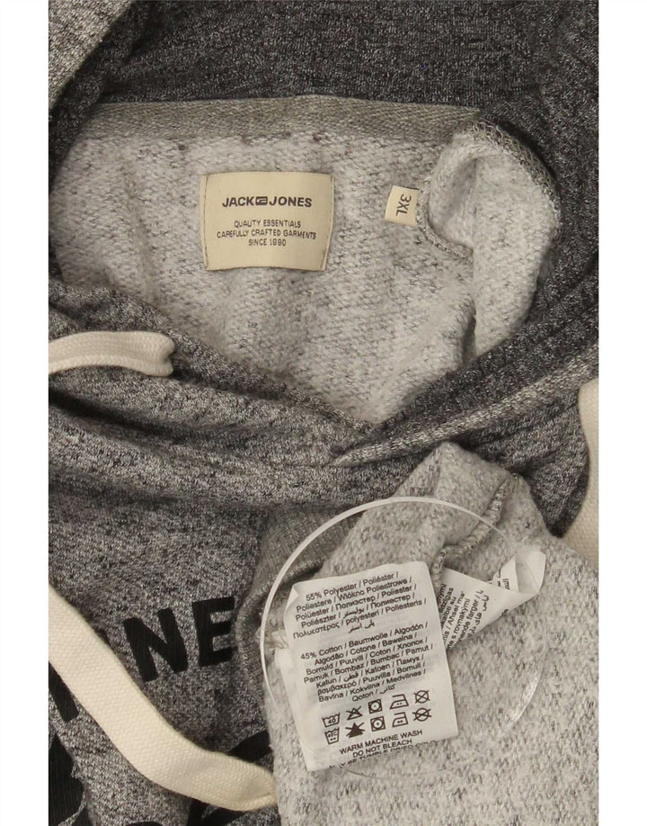 Męski sweter z kapturem Jack & Jones, 3XL, szary, nakrapiany poliester
