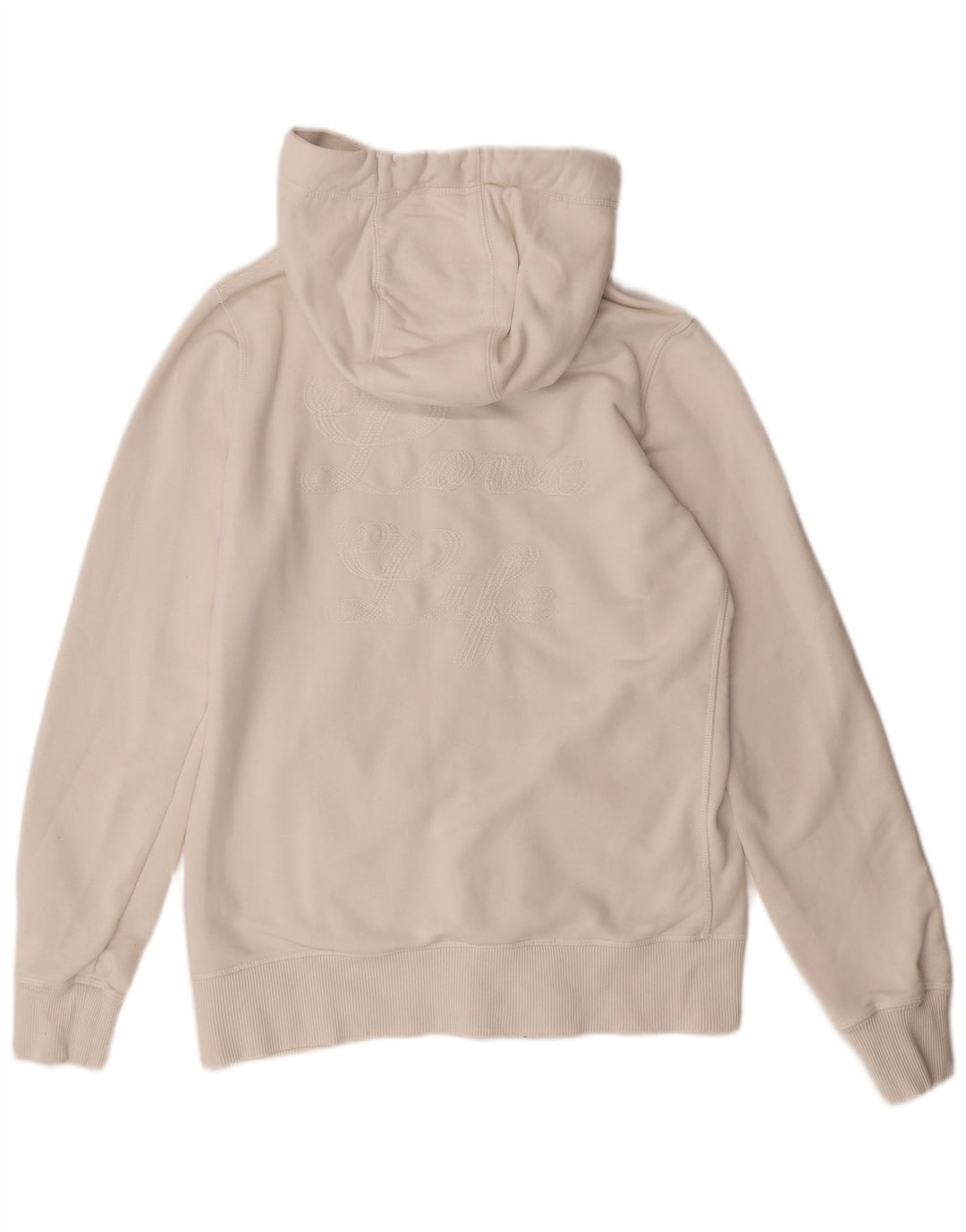 FAT FACE Womens Zip Hoodie Sweater UK 12 Medium  White Cotton