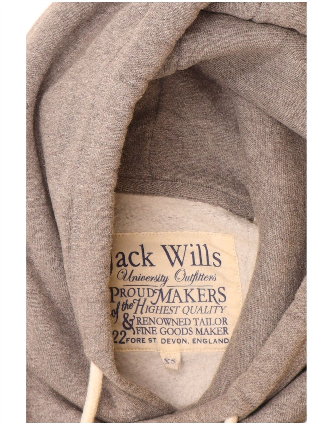 Męski sweter z kapturem i grafiką JACK WILLS XS, szary, bawełniany