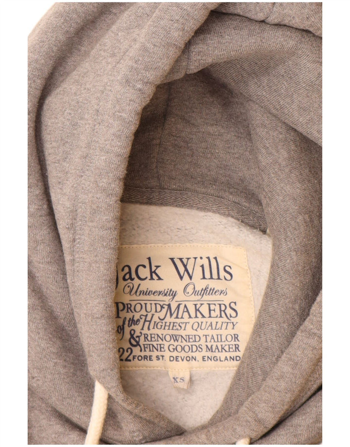 Męski sweter z kapturem i grafiką JACK WILLS XS, szary, bawełniany