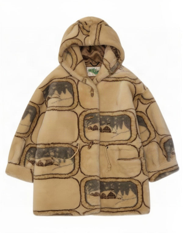 Damski płaszcz oversize z kapturem Verde Piu UK 10 Small Beige Geometric