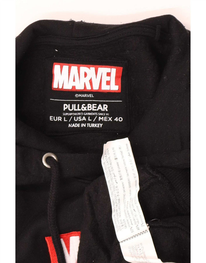 Męski sweter z kapturem Pull & Bear Marvel Graphic, duży, czarny, poliestrowy
