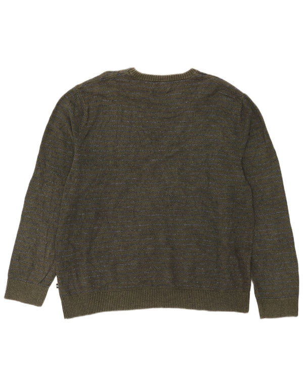 Męski sweter Nautica z okrągłym dekoltem 2XL, bawełniany w zielone prążki