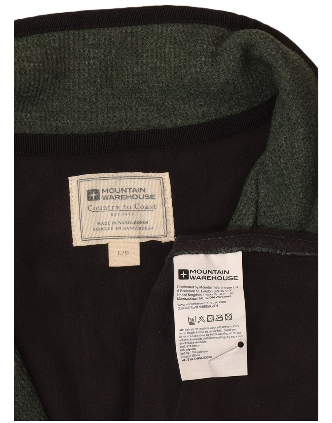Męski sweter zapinany na zamek Mountain Warehouse, duży, zielony, bawełniany