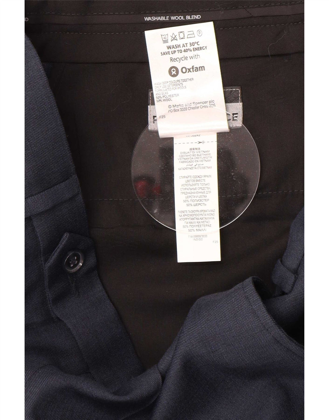 Marks & Spencer Męskie spodnie garniturowe W32 L31 Granatowy poliester