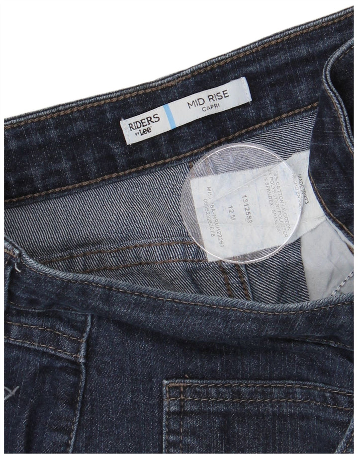Damskie jeansy Capri LEE Riders Mid Rise US 12 Large W32 L19 Granatowe