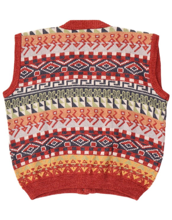 Vintage męski sweter bez rękawów XL wielokolorowy geometryczny
